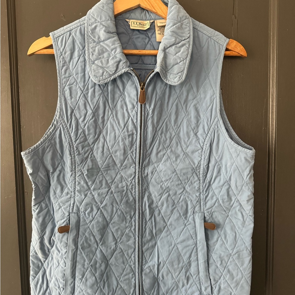 L.L. Bean Blue Quilted Vest Lightweight Layering Essential